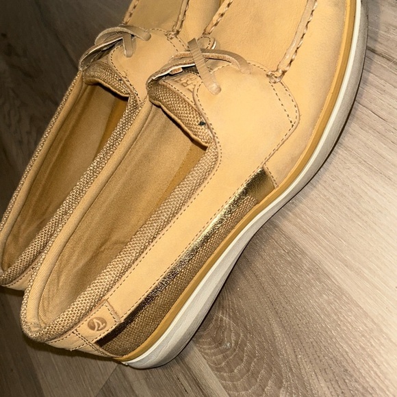 Sperry Tan Leather Flats Nautical Loafers - Picture 4 of 6